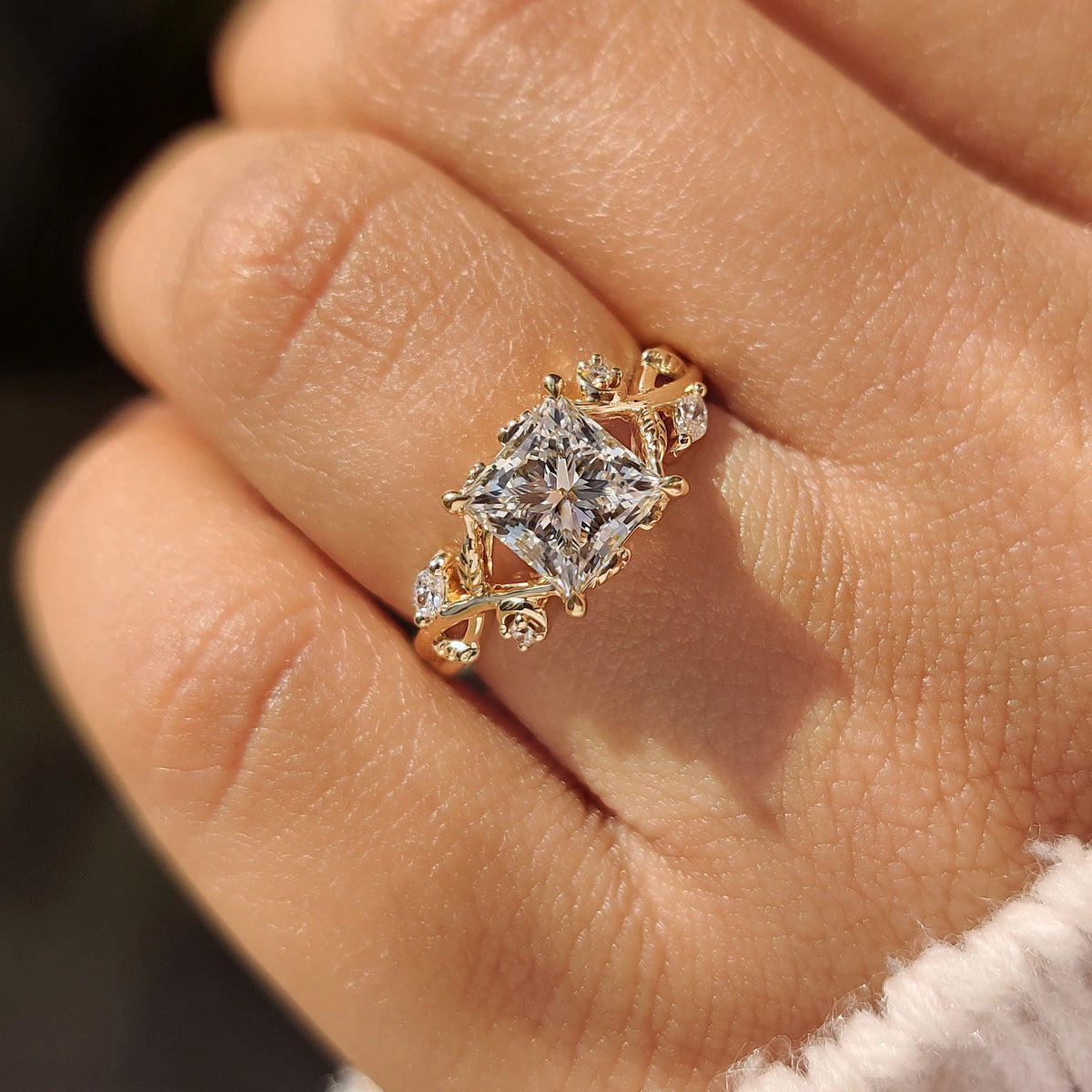 Solitaire Cathedral- 1.8 CT Cushion Lab Grown Diamond Wedding Band