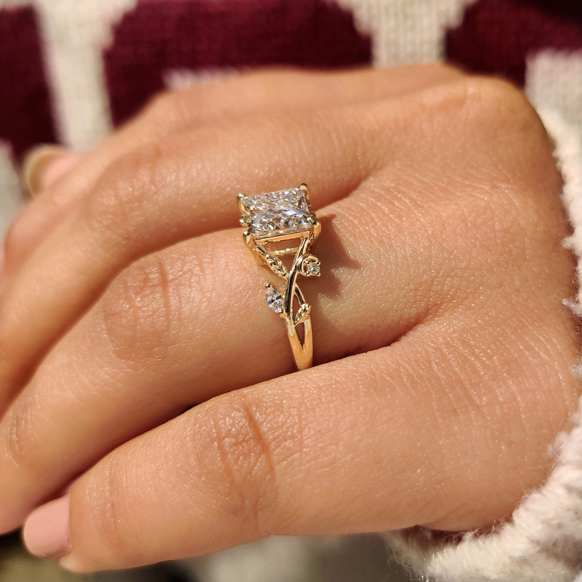 Solitaire Cathedral- 1.8 CT Cushion Lab Grown Diamond Wedding Band