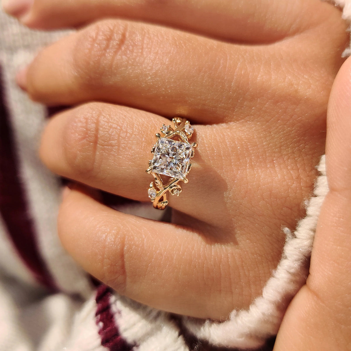Solitaire Cathedral- 1.8 CT Cushion Lab Grown Diamond Wedding Band