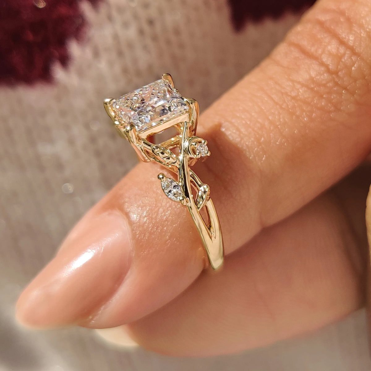 Solitaire Cathedral- 1.8 CT Cushion Lab Grown Diamond Wedding Band