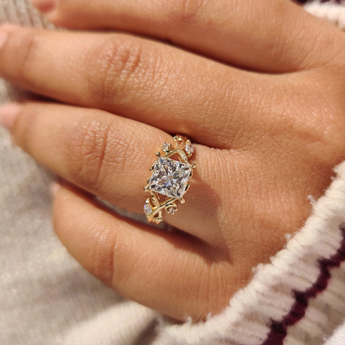 Solitaire Cathedral- 1.8 CT Cushion Lab Grown Diamond Wedding Band