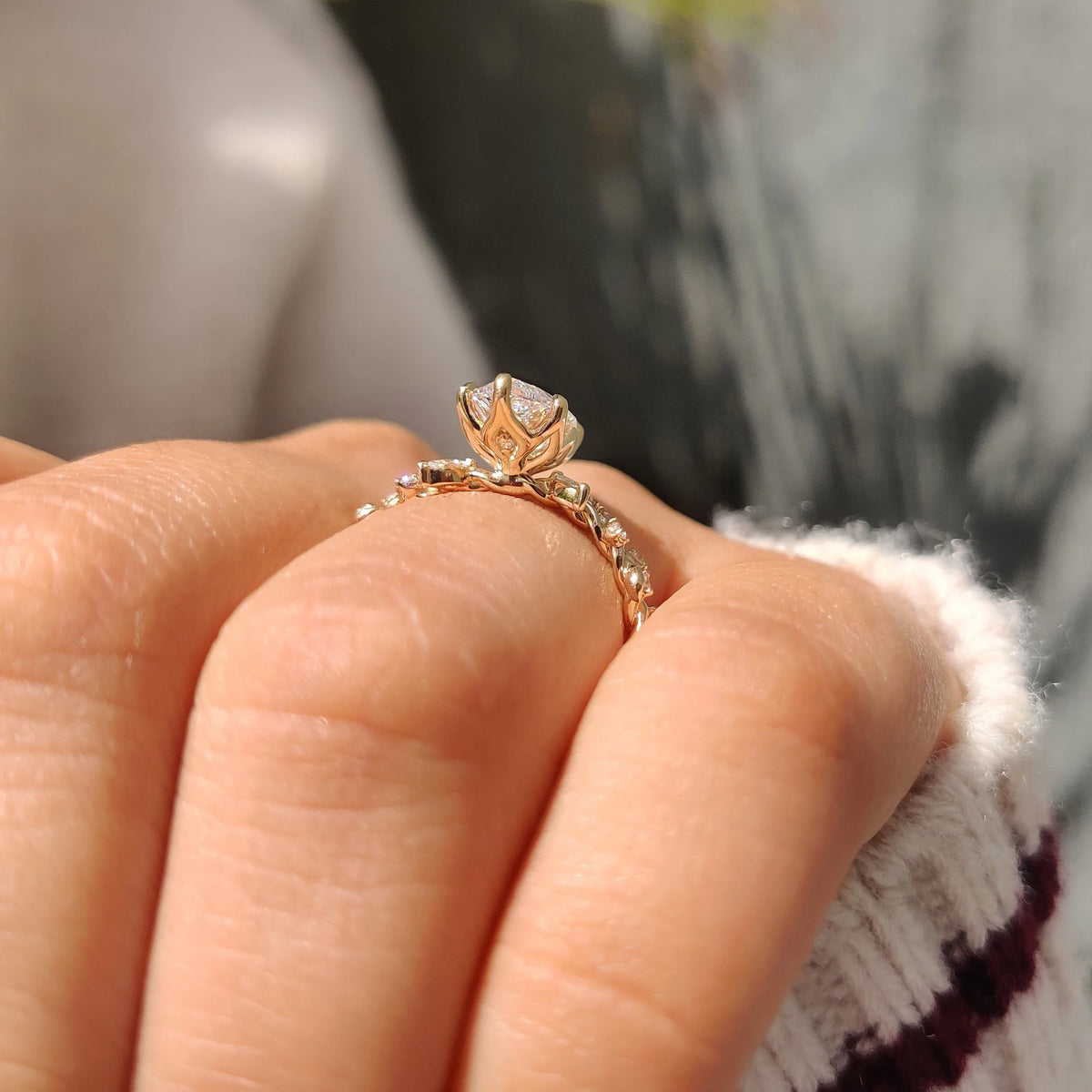 Solitaire Cathedral- 1.8 CT Cushion Lab Grown Diamond Wedding Band