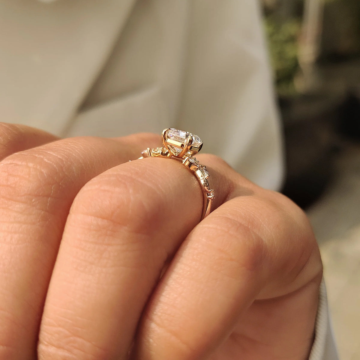Solitaire Cathedral- 1.8 CT Cushion Lab Grown Diamond Wedding Band
