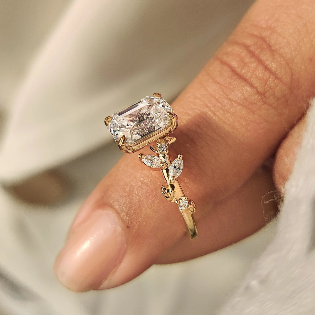 Solitaire Cathedral- 1.8 CT Cushion Lab Grown Diamond Wedding Band
