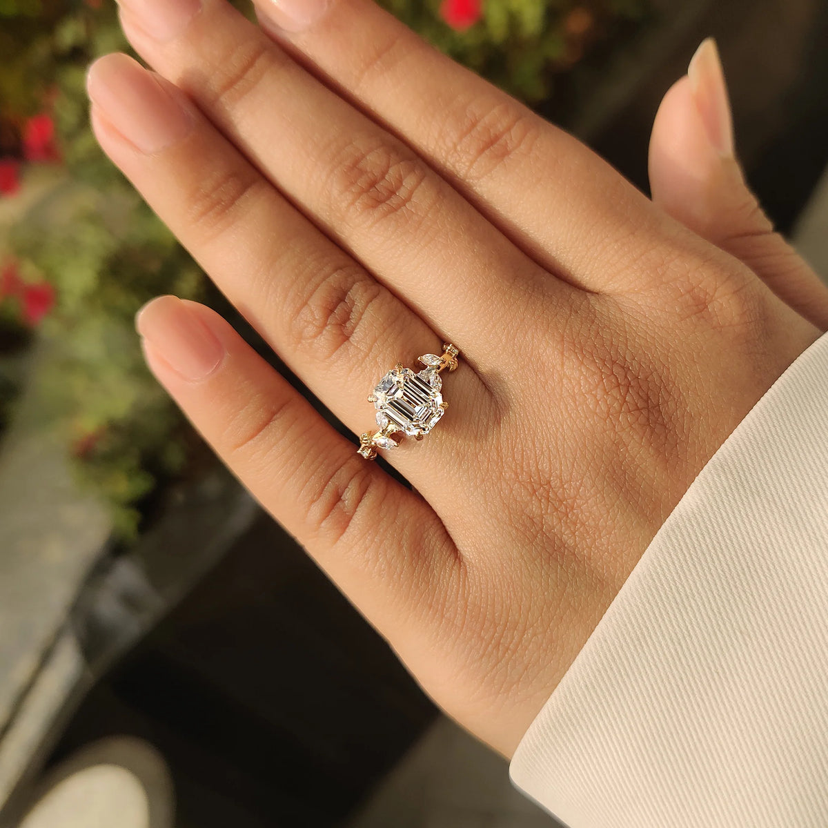 Solitaire Cathedral- 1.8 CT Cushion Lab Grown Diamond Wedding Band