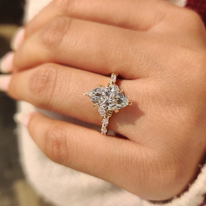 Solitaire Cathedral- 1.8 CT Cushion Lab Grown Diamond Wedding Band