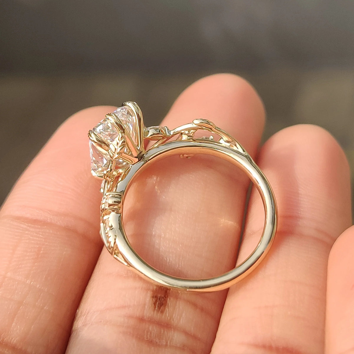 Solitaire Cathedral- 1.8 CT Cushion Lab Grown Diamond Wedding Band