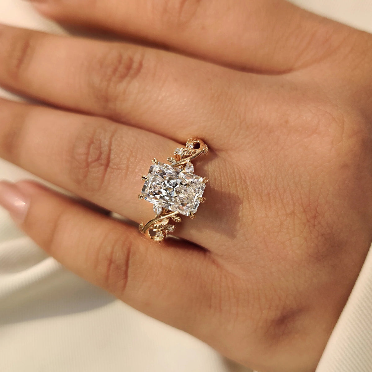 Solitaire Cathedral- 1.8 CT Cushion Lab Grown Diamond Wedding Band