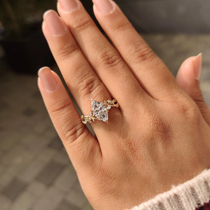 Solitaire Cathedral- 1.8 CT Cushion Lab Grown Diamond Wedding Band