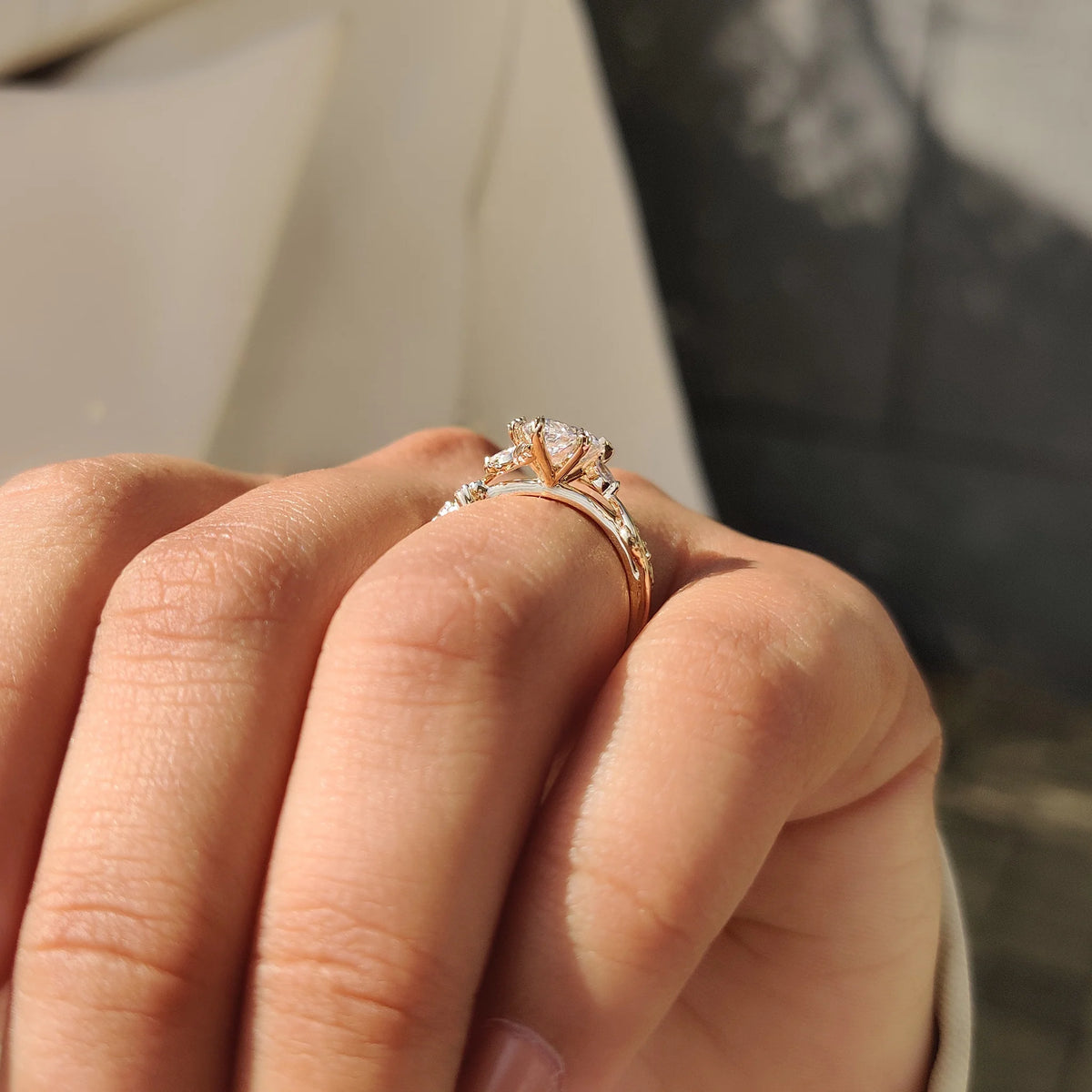 Solitaire Cathedral- 1.8 CT Cushion Lab Grown Diamond Wedding Band