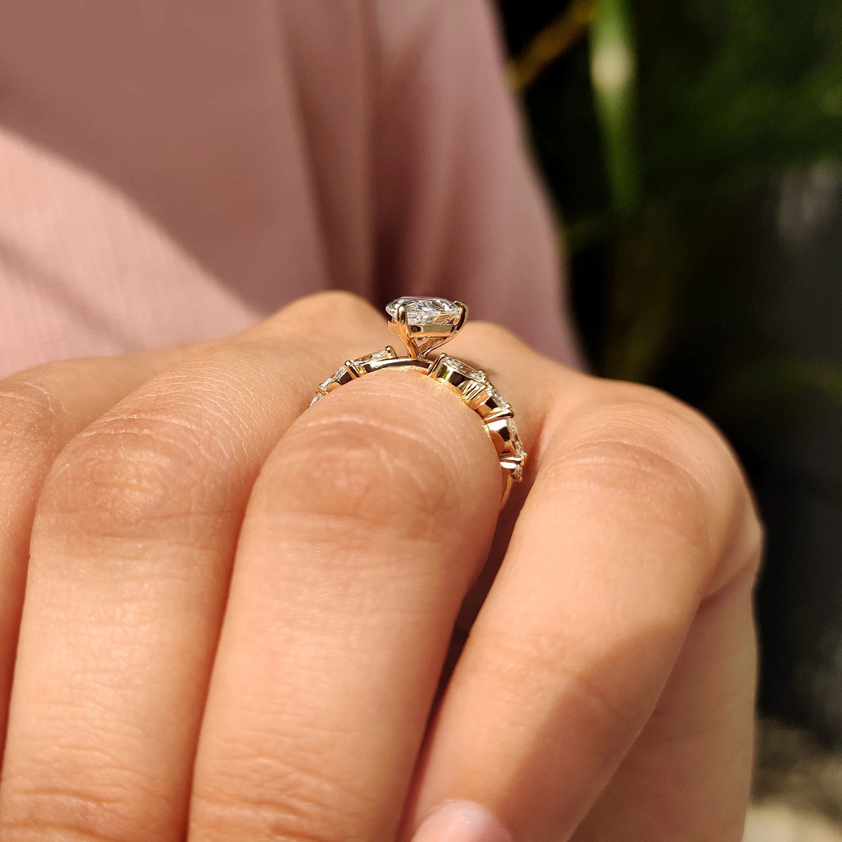 Solitaire Cathedral- 1.8 CT Cushion Lab Grown Diamond Wedding Band