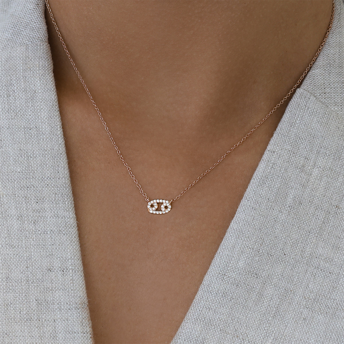0.30 TCW Round Lab-Grown Diamond Zodiac Cancer Pendant Necklace 14
