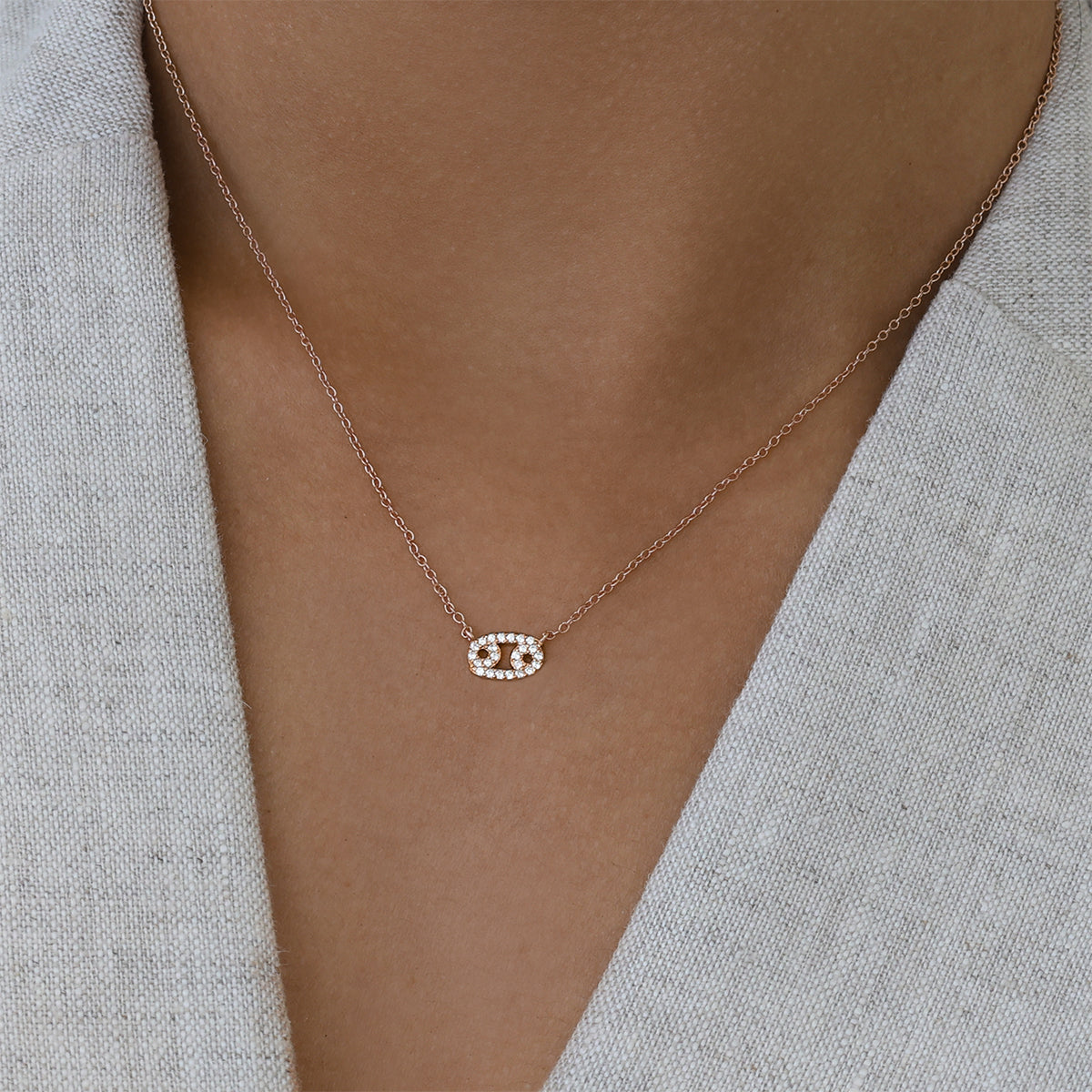 0.30 TCW Round Lab-Grown Diamond Zodiac Cancer Pendant Necklace