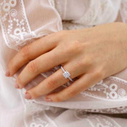 1.20 CT Round Lab Grown Diamond Pave Engagement Ring 5