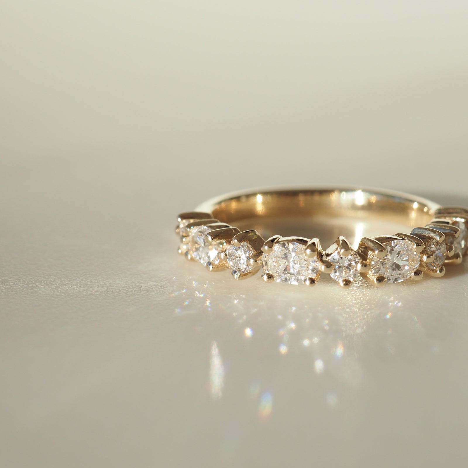 0.50 TCW Oval & Round Lab Grown Diamond Half Eternity Wedding Band 4