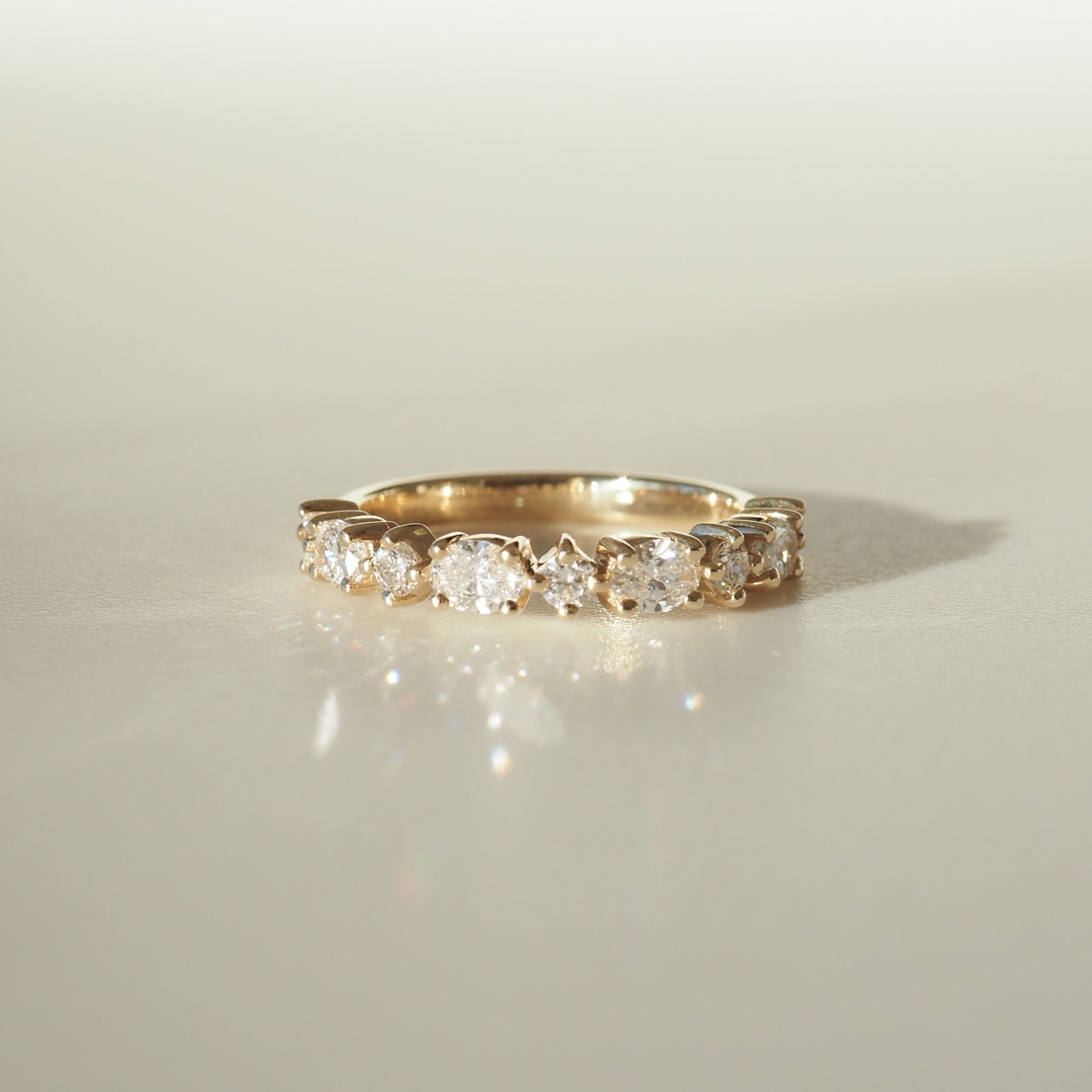 0.50 TCW Oval & Round Lab Grown Diamond Half Eternity Wedding Band 1