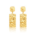 Load image into Gallery viewer, Elegant Textured Gold Rectangular Earrings
