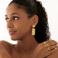 Load image into Gallery viewer, Elegant Textured Gold Rectangular Earrings
