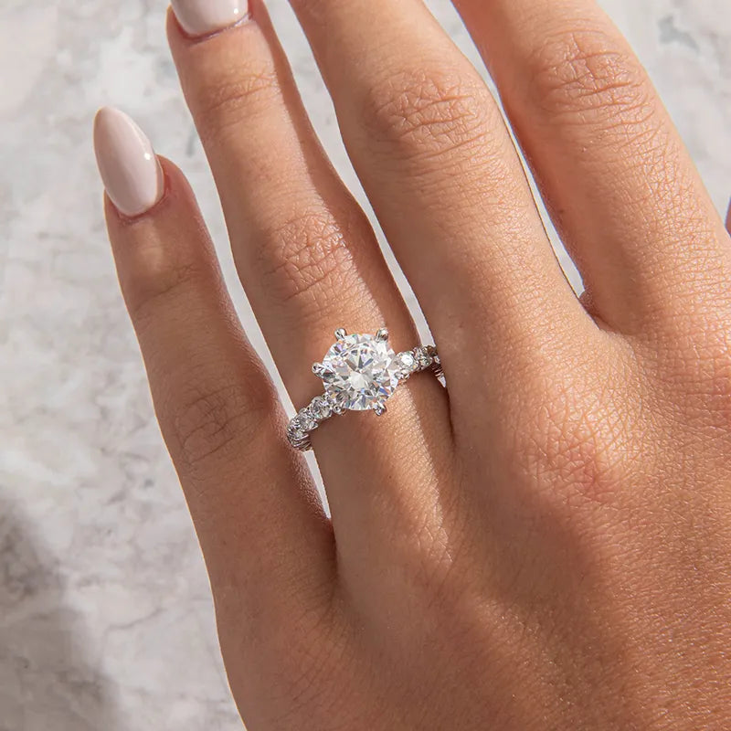 Pave-Round Lab Grown Diamond Engagement Ring