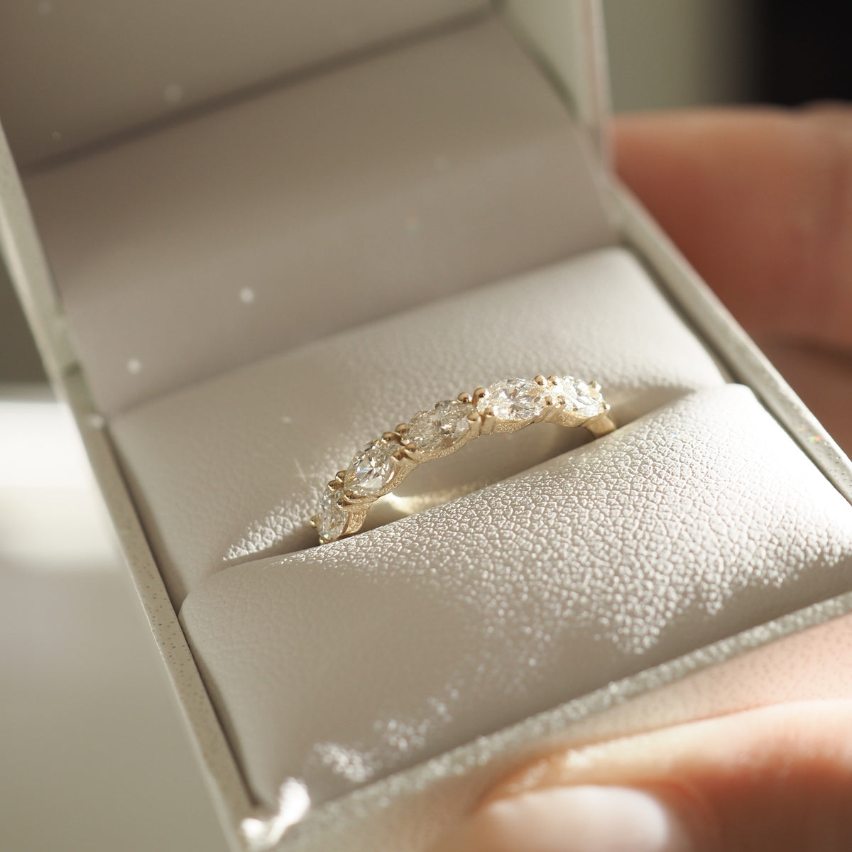 0.50 TCW Marquise Lab Grown Diamond Half Eternity Wedding Band 4