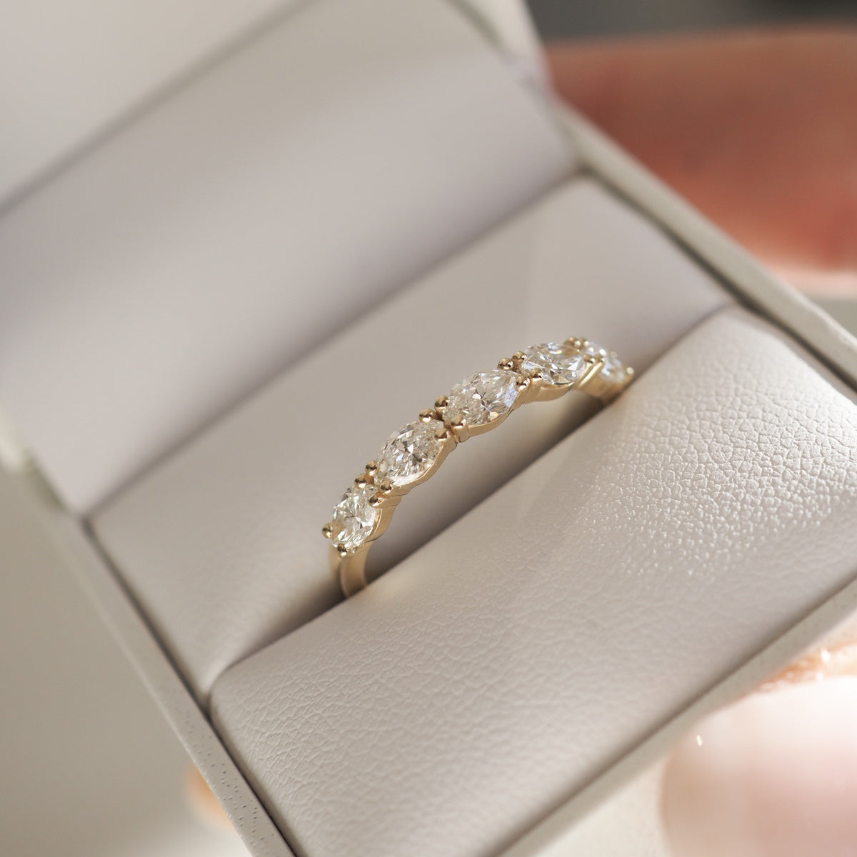 0.50 TCW Marquise Lab Grown Diamond Half Eternity Wedding Band 1