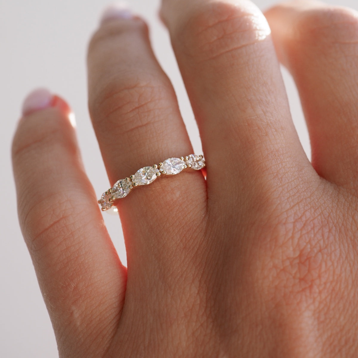 0.50 TCW Marquise Lab Grown Diamond Half Eternity Wedding Band 3