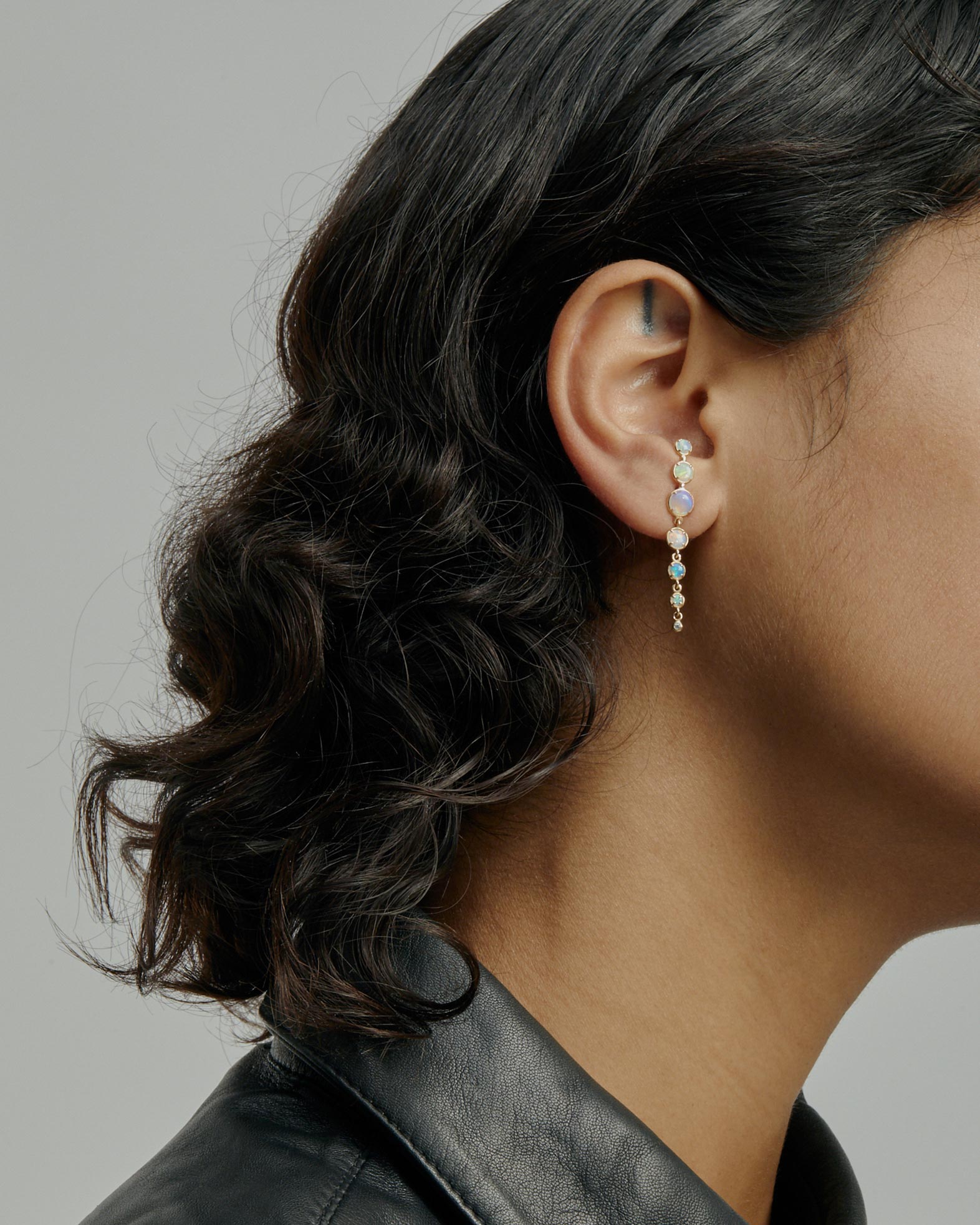 Ethereal Oval Opal Long Drop Earrings 4