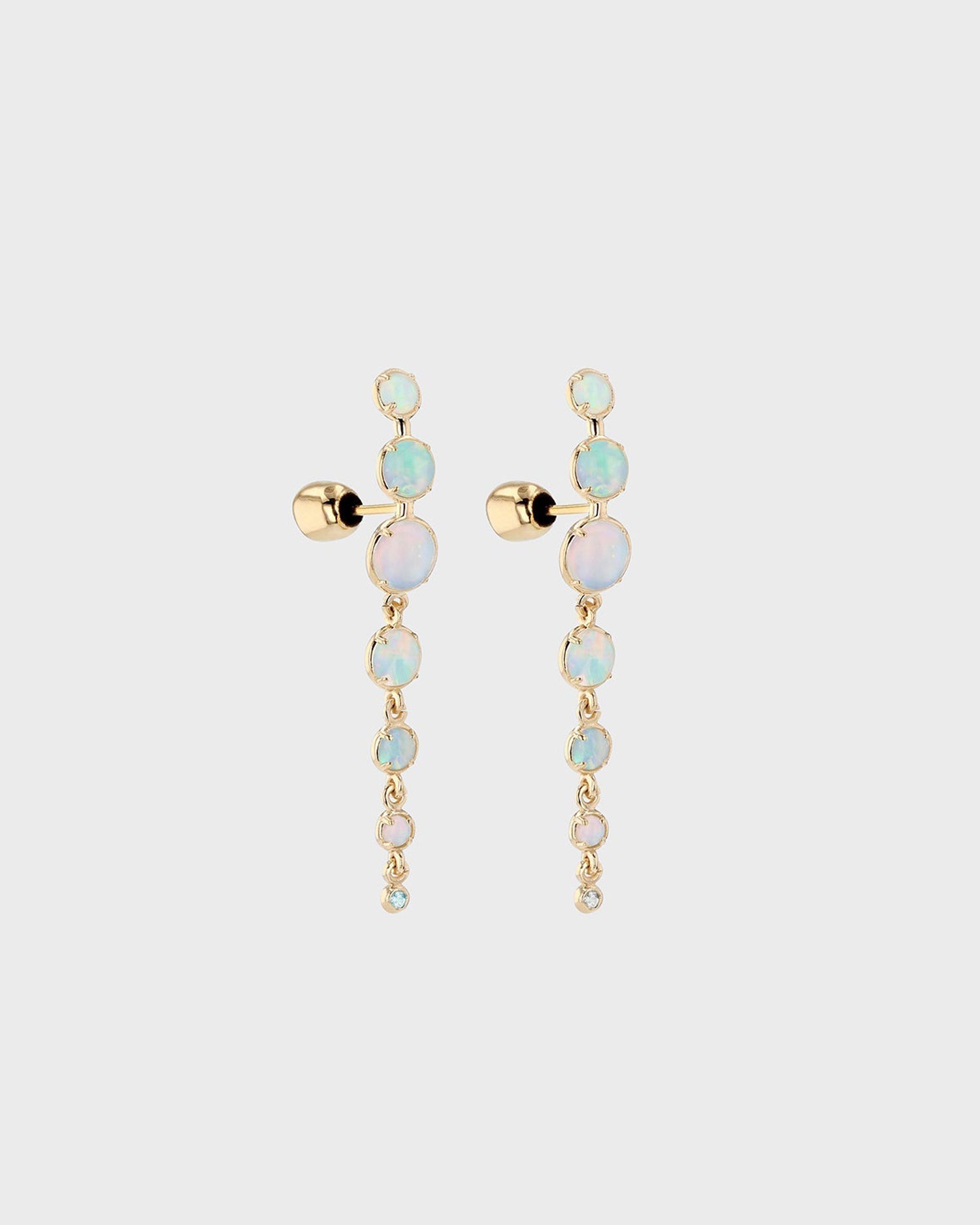 Ethereal Oval Opal Long Drop Earrings