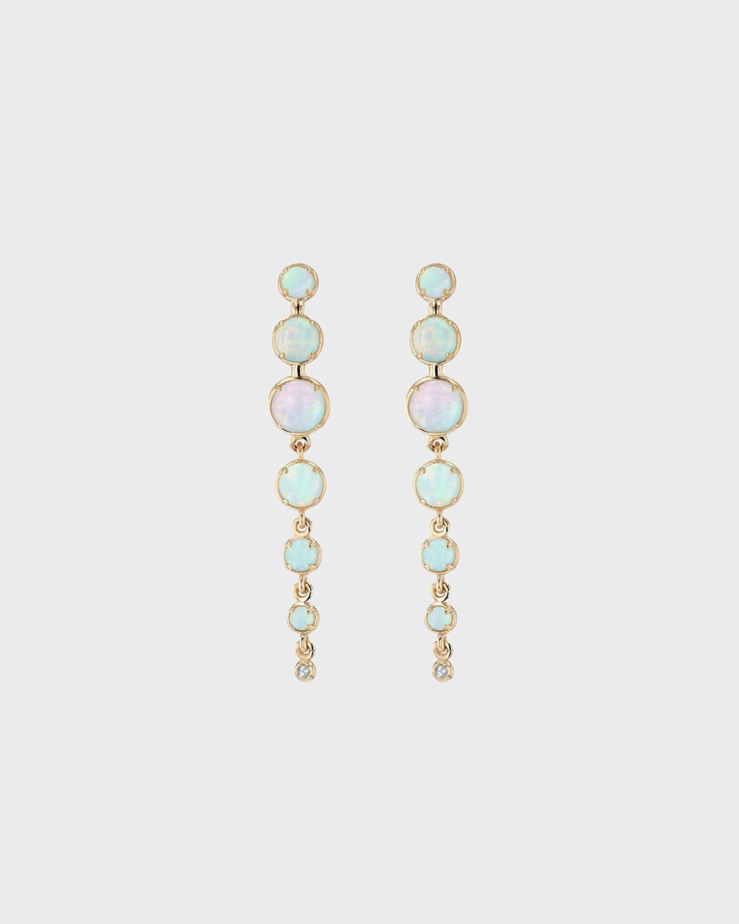 Ethereal Oval Opal Long Drop Earrings