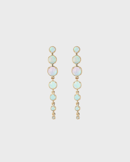 Ethereal Oval Opal Long Drop Earrings