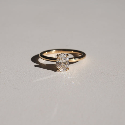 0.70 CT Oval Lab Grown Diamond Gold Solitaire Engagement Ring