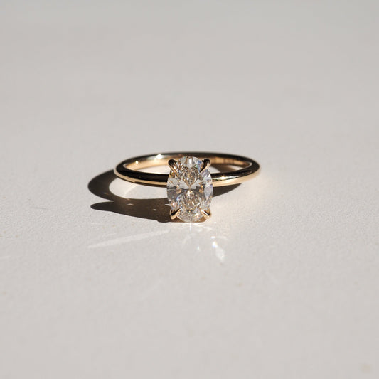 1.0 CT Oval Lab Grown Diamond Solitaire Engagement Ring in Gold