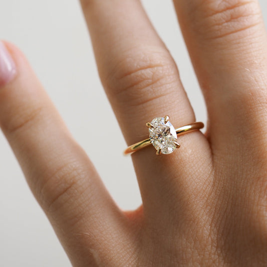 1.0 CT Oval Lab Grown Diamond Solitaire Engagement Ring in Gold