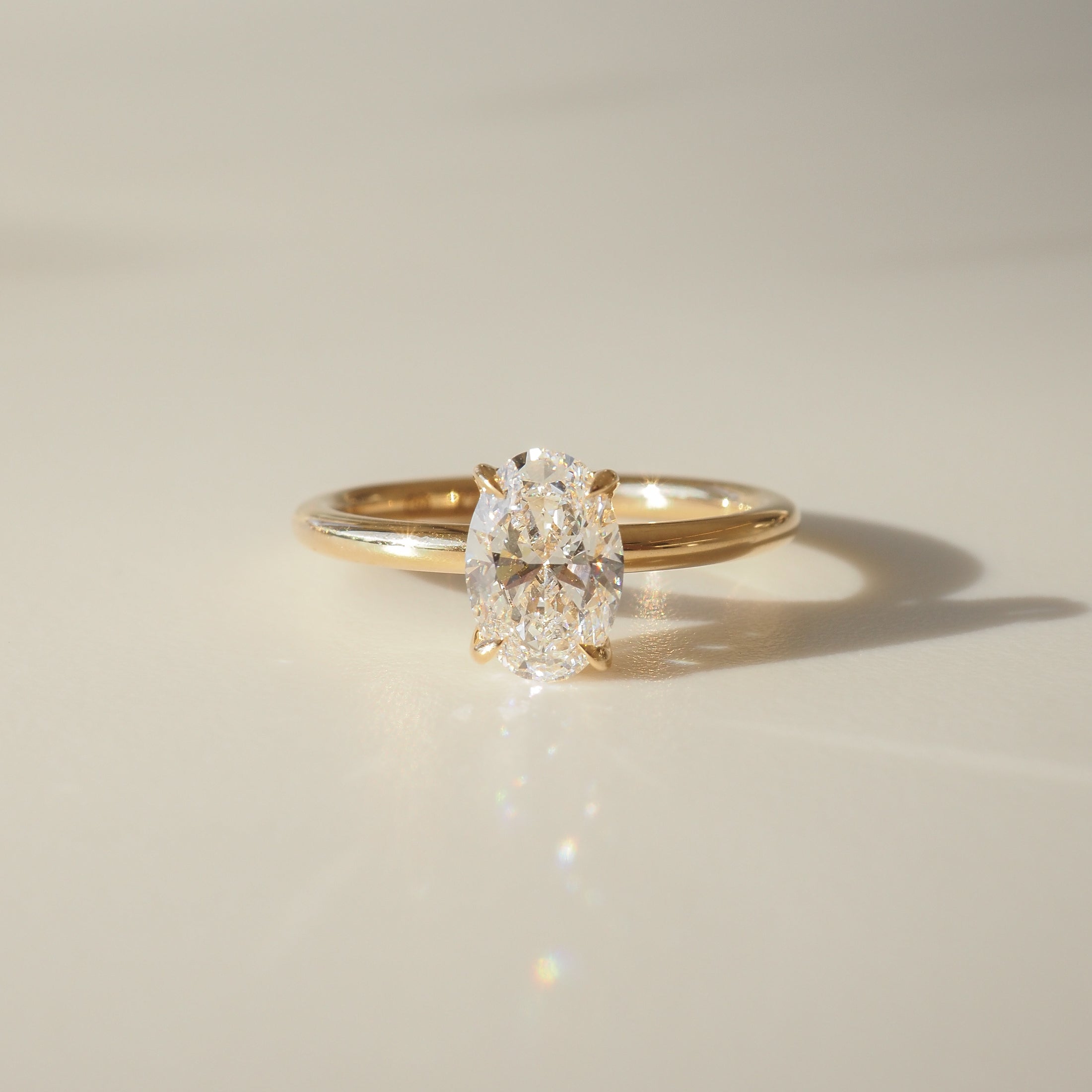 1.0 CT Oval Lab Grown Diamond Solitaire Gold Engagement Ring