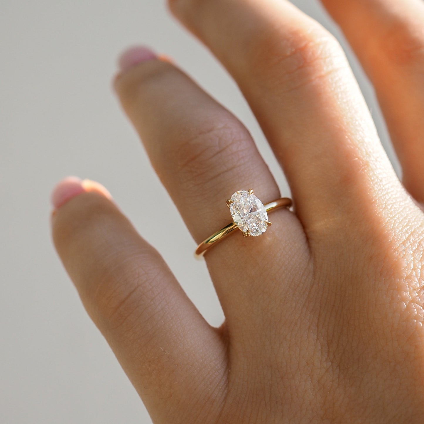 1.0 CT Oval Lab Grown Diamond Solitaire Gold Engagement Ring 2