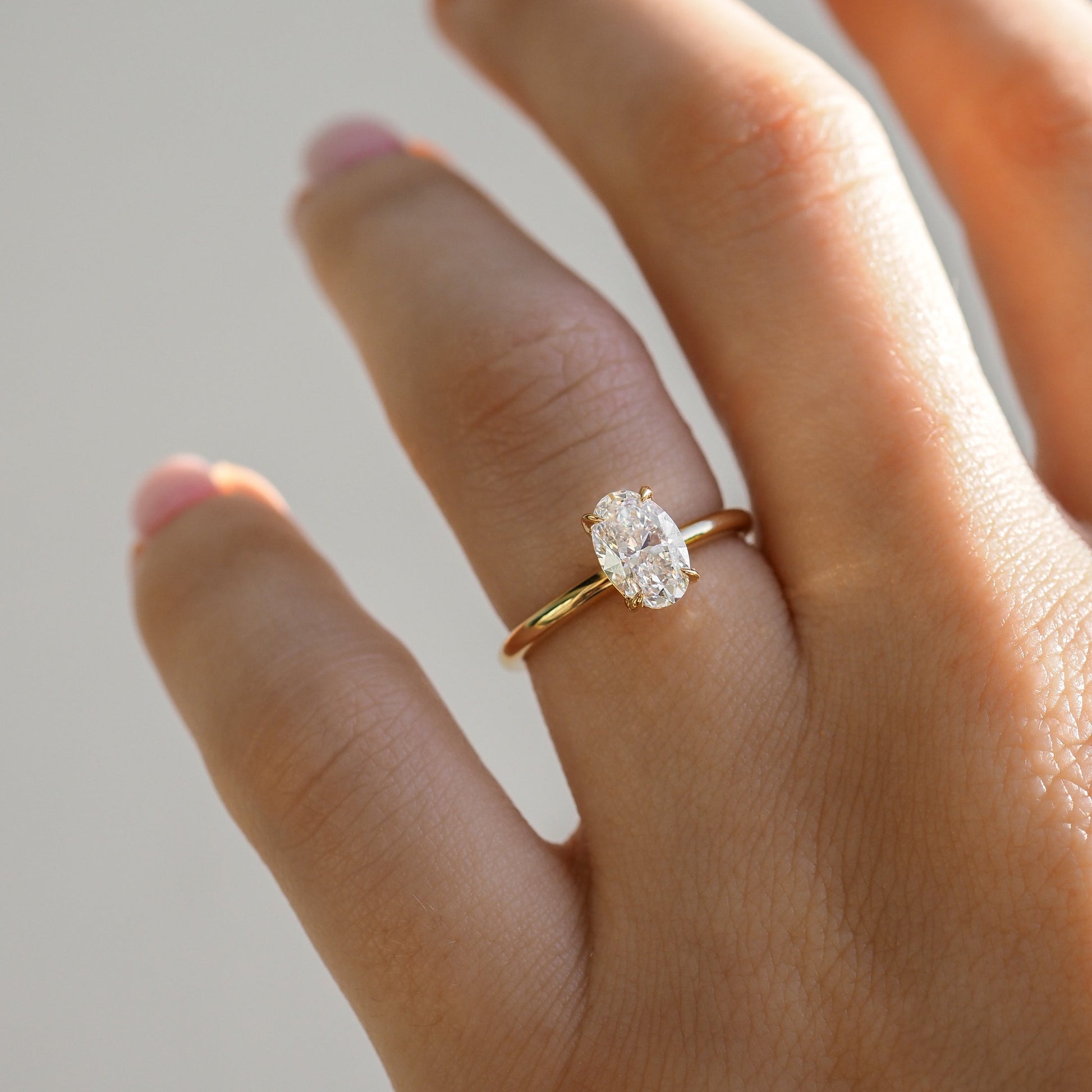 1.0 CT Oval Lab Grown Diamond Solitaire Gold Engagement Ring 2