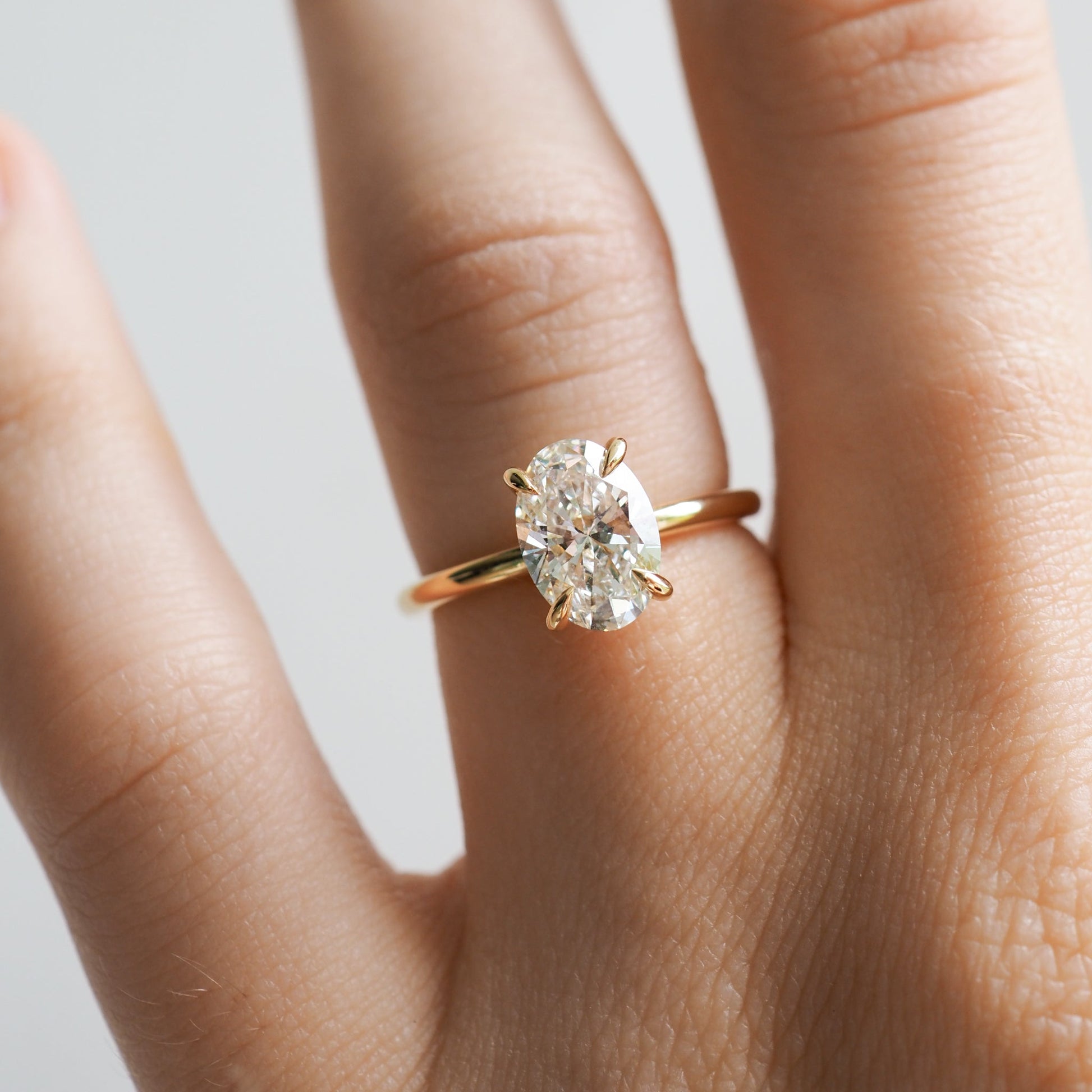 1.60 CT Oval Lab Grown Diamond Hidden Halo Engagement Ring in Gold 5