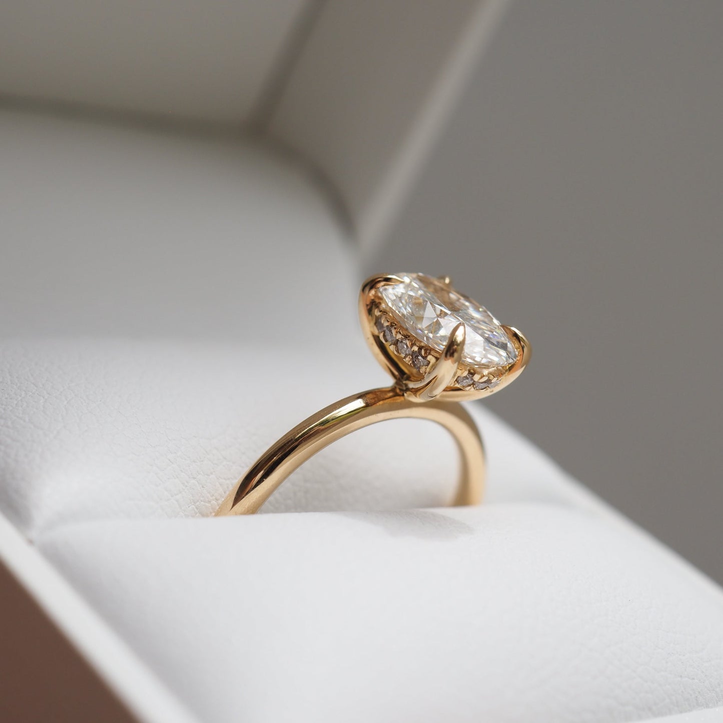 1.60 CT Oval Lab Grown Diamond Hidden Halo Engagement Ring in Gold 2
