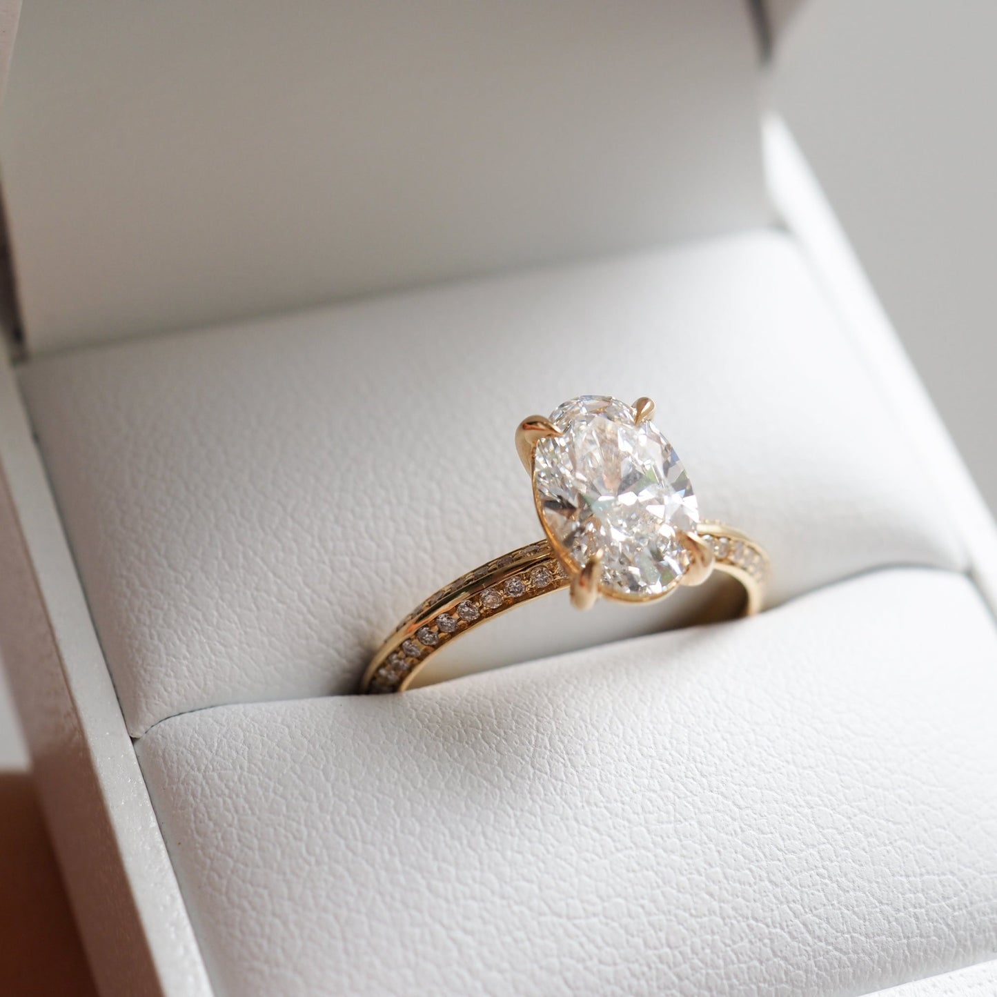1.50 CT Oval Lab Grown Diamond Pave Engagement Ring in Elegant Setting 3