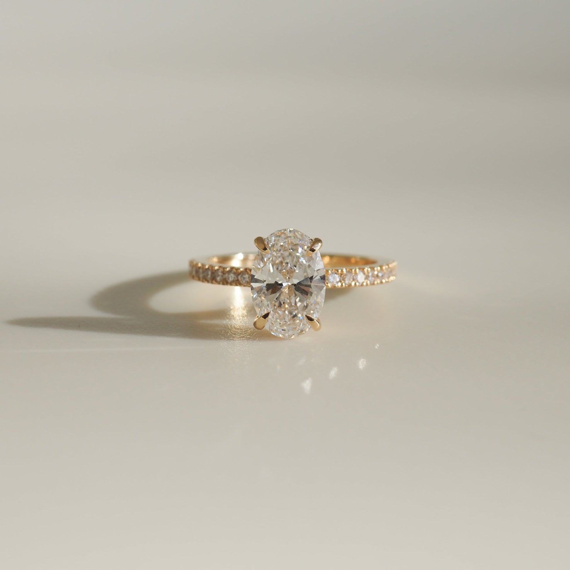 1.50 CT Oval Lab Grown Diamond Pave Engagement Ring in Radiant Elegance 3