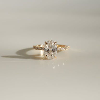 1.50 CT Oval Lab Grown Diamond Pave Engagement Ring in Radiant Elegance 3