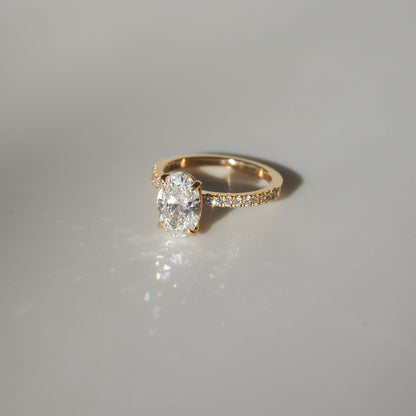 1.50 CT Oval Lab Grown Diamond Pave Engagement Ring in Radiant Elegance 4