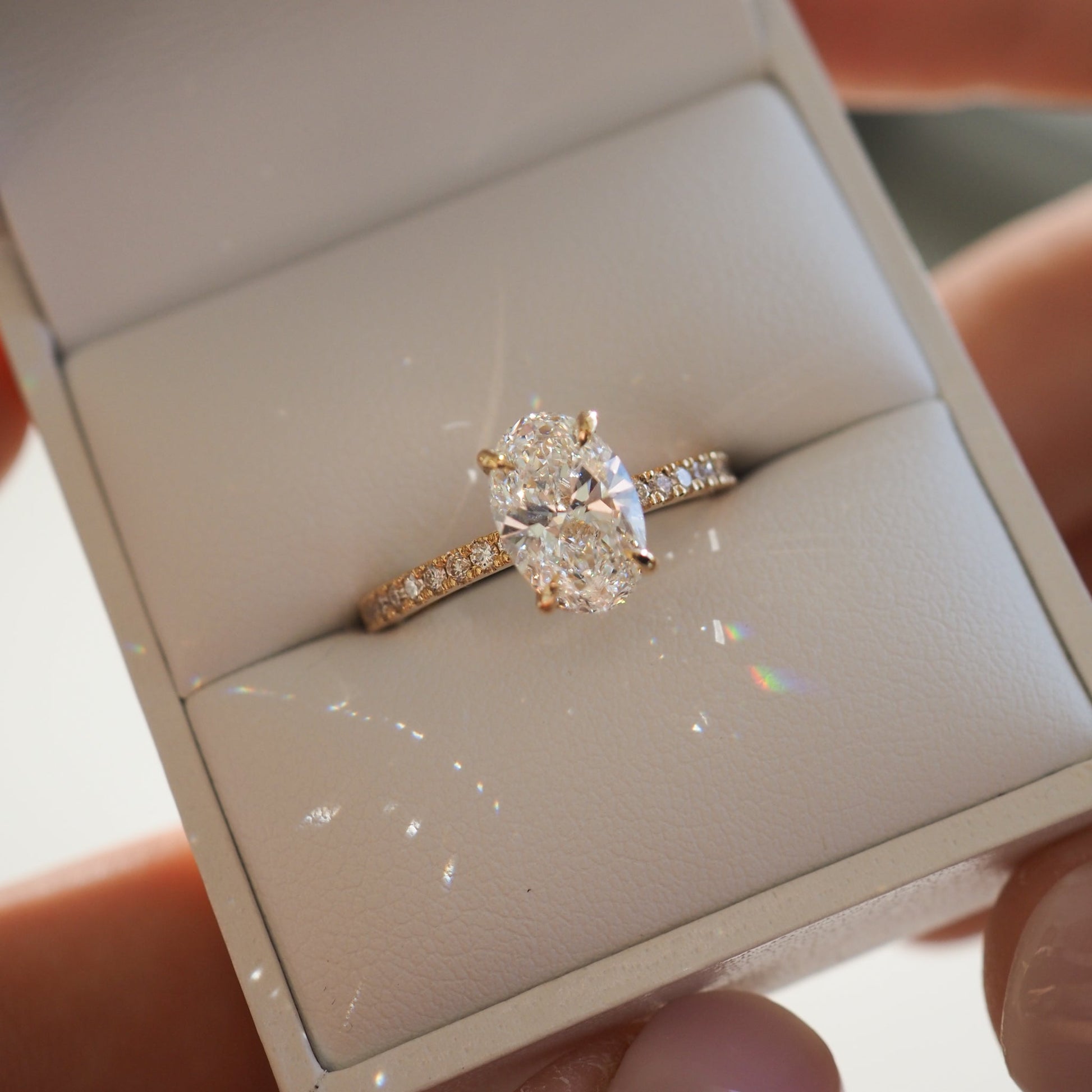 1.50 CT Oval Lab Grown Diamond Pave Engagement Ring in Radiant Elegance 1