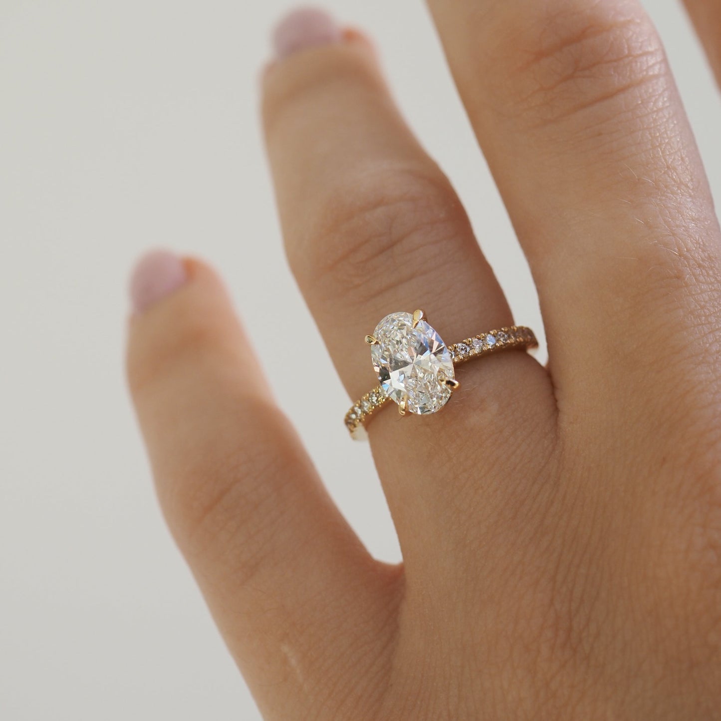 1.50 CT Oval Lab Grown Diamond Pave Engagement Ring in Radiant Elegance 6