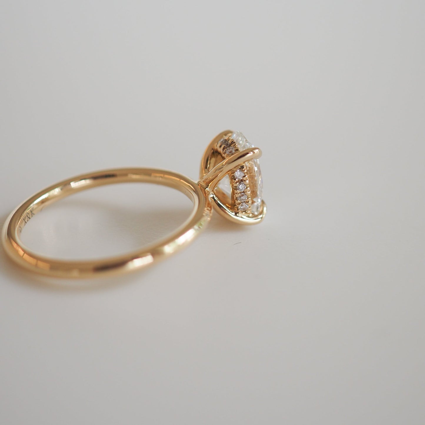 1.60 CT Oval Lab Grown Diamond Hidden Halo Engagement Ring in Gold 3