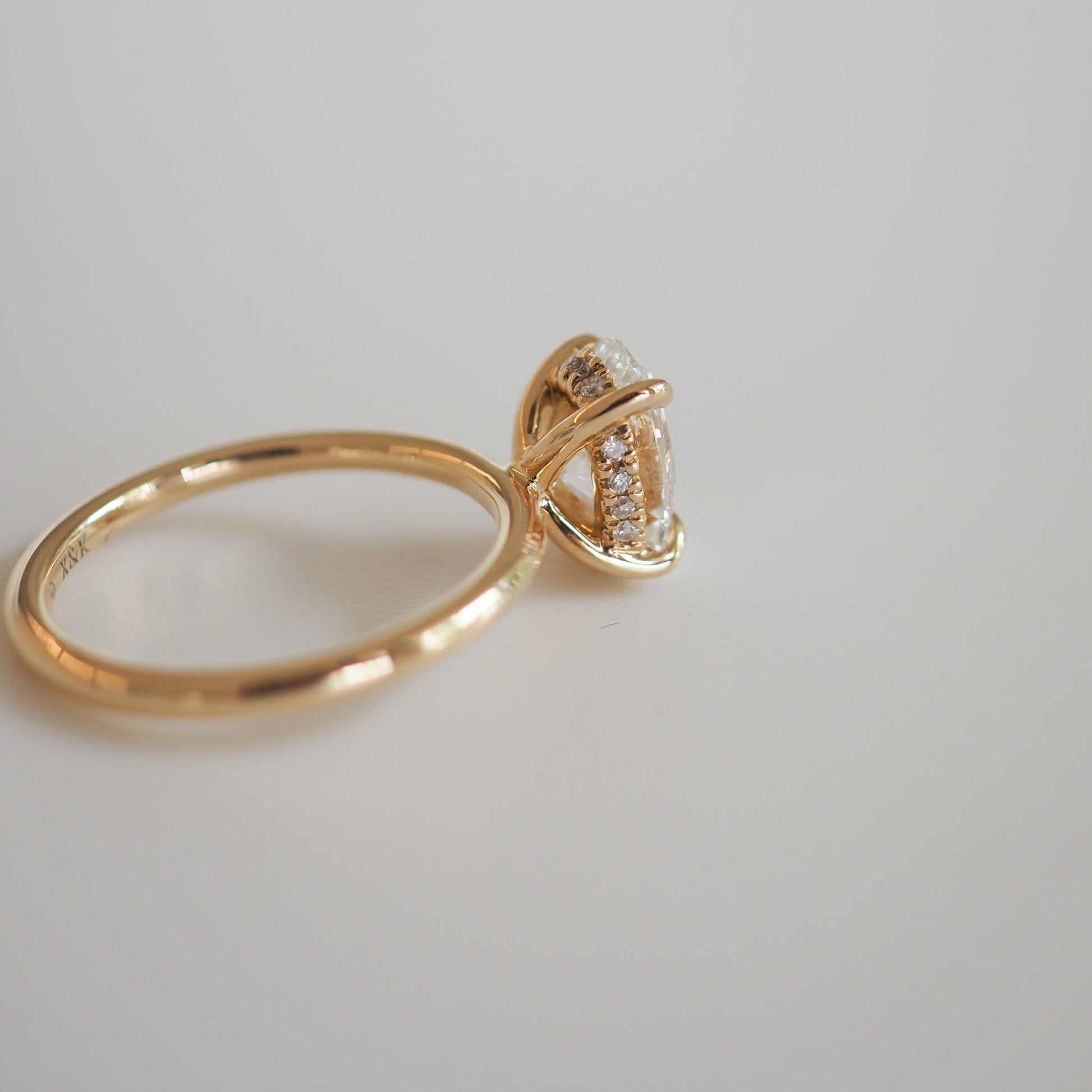 1.60 CT Oval Lab Grown Diamond Hidden Halo Engagement Ring in Gold 3