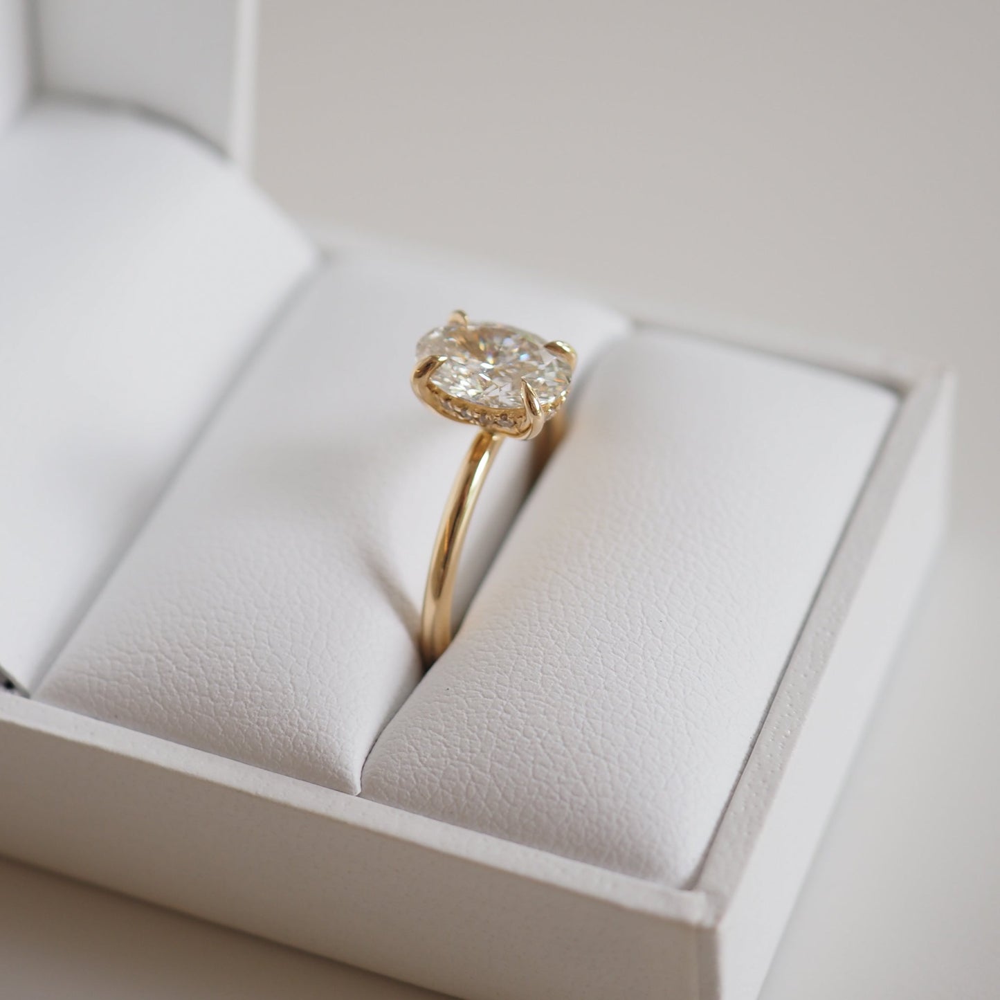 1.60 CT Oval Lab Grown Diamond Hidden Halo Engagement Ring in Gold 1