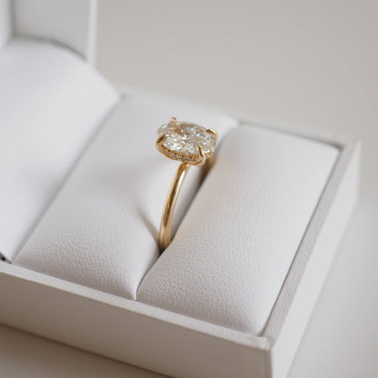 1.60 CT Oval Lab Grown Diamond Hidden Halo Engagement Ring in Gold 1