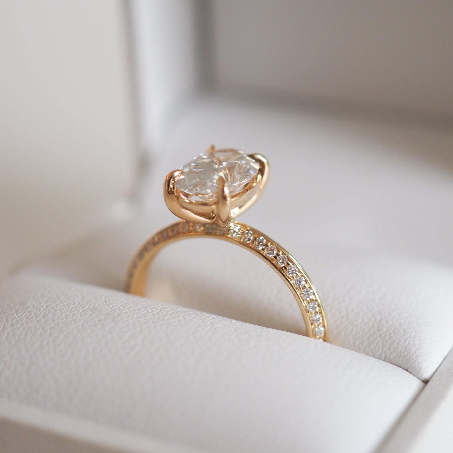 1.50 CT Oval Lab Grown Diamond Pave Engagement Ring in Elegant Setting 2