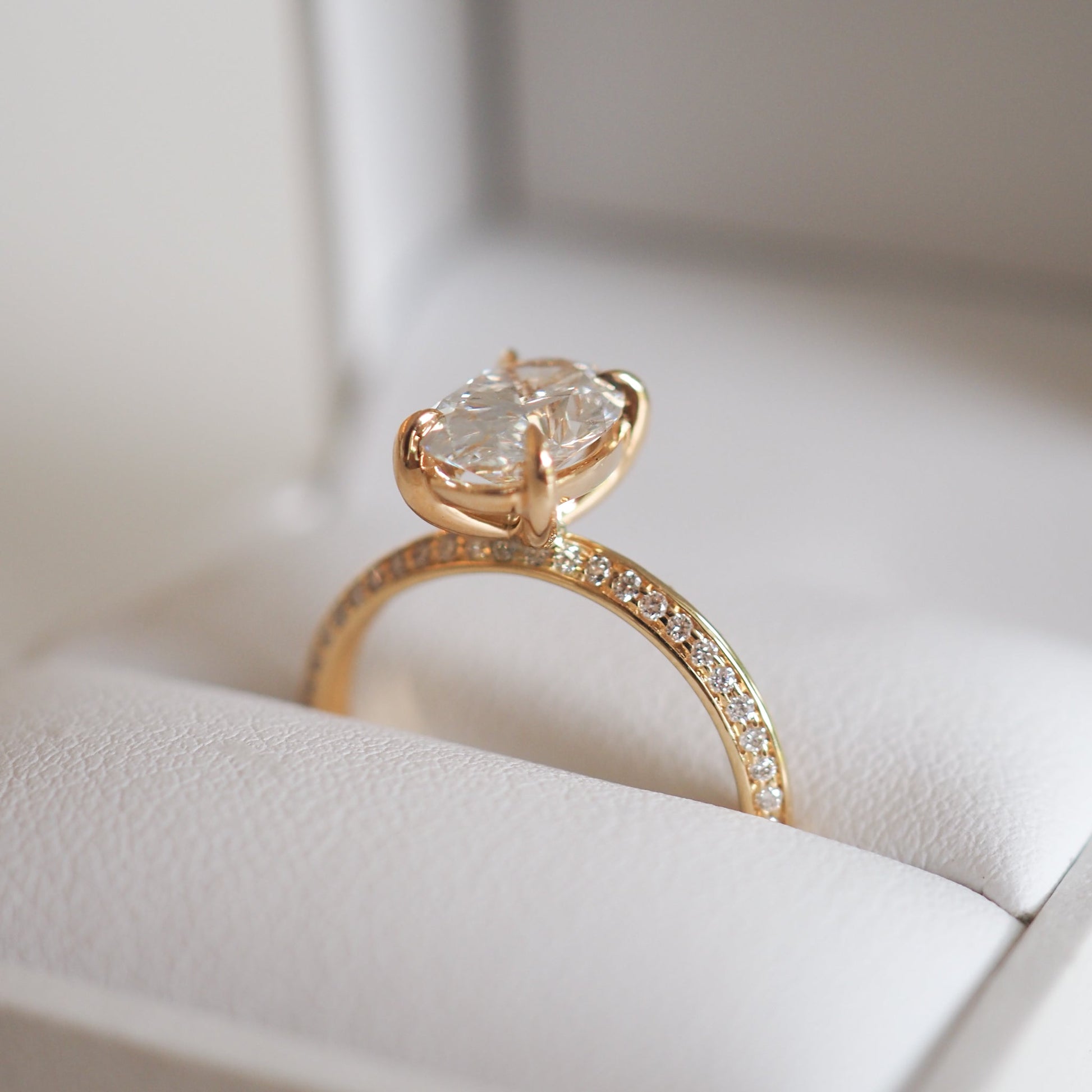 1.50 CT Oval Lab Grown Diamond Pave Engagement Ring in Elegant Setting 2